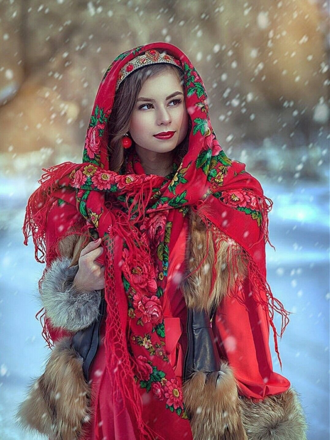 Beautiful girl Women in Slavic costumes in Yichun